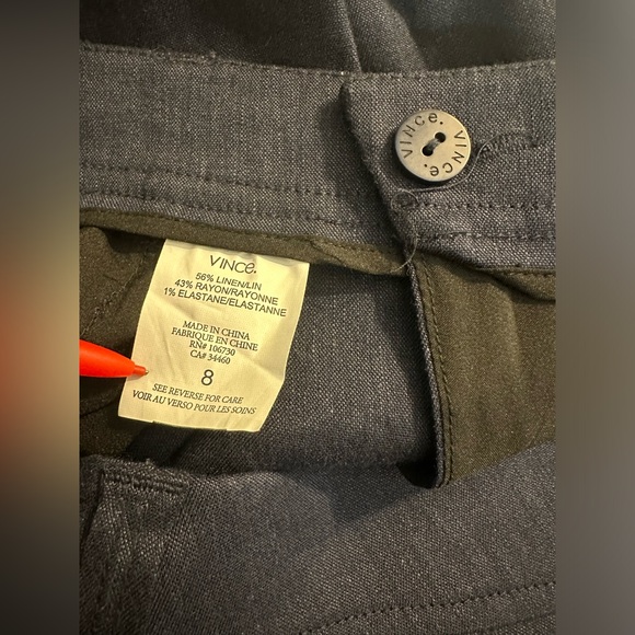 VINCE. Navy Blue Linen Blends Pants Joggers Pleated Front High Rise Waist Ankle - Picture 9 of 12